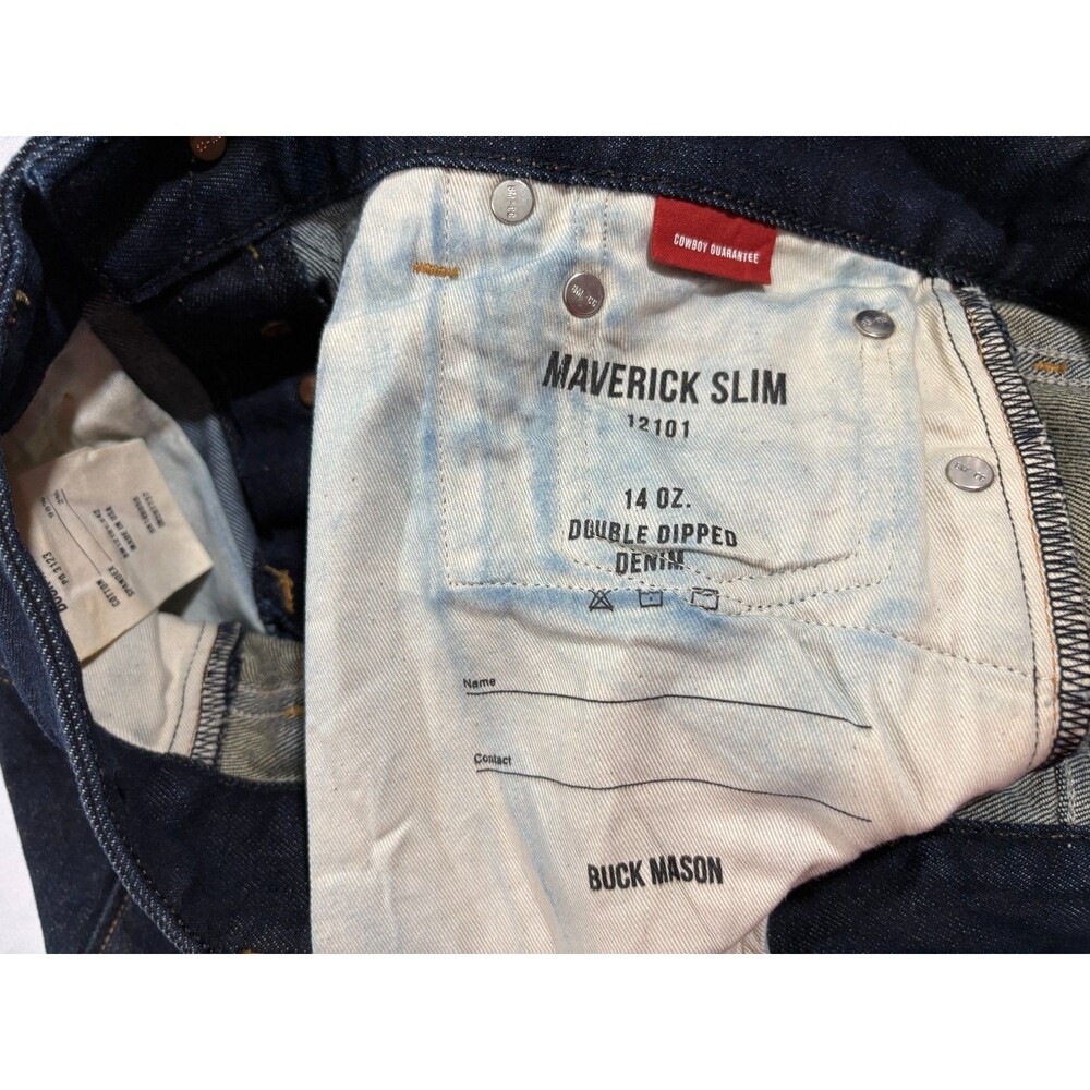 Buck Mason Mens Dark Wash 14oz Double Dipped Slim Fit Denim Jeans Sz 31x34 USA - Picture 8 of 13